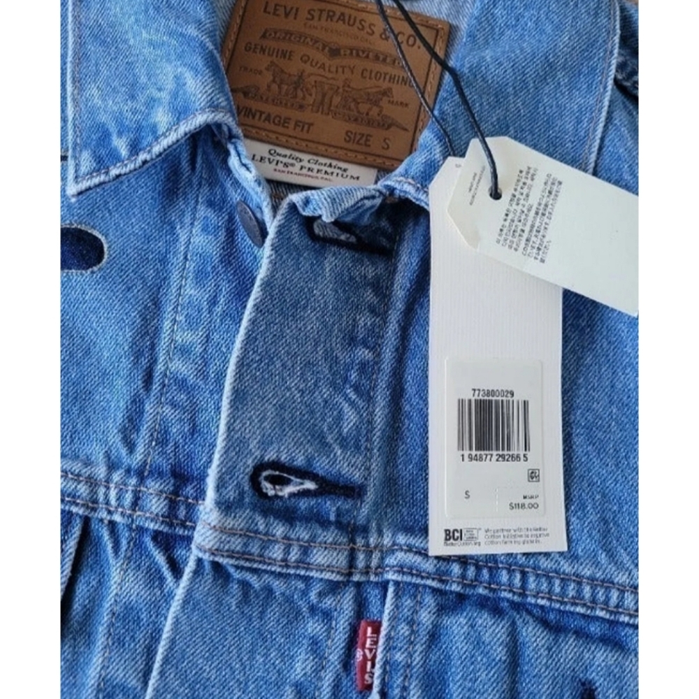LEVI'S Premium Vintage Ink Blot Men's Trucker Jean Jacket RARE NWT - Picture 3 of 3